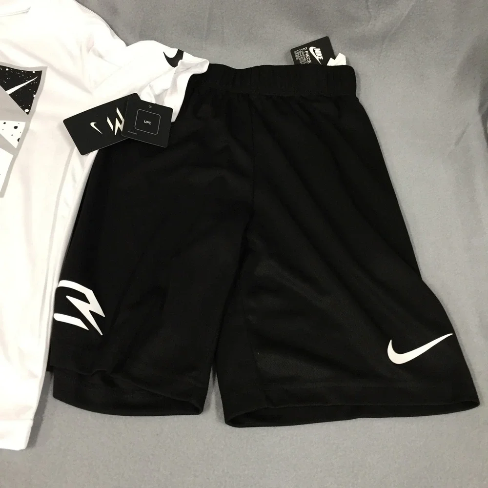 Nike 3 Brand Russell Wilson Boys 2Piece Set White Dri-FIT T-Shirt Black Shorts M - Picture 4 of 13